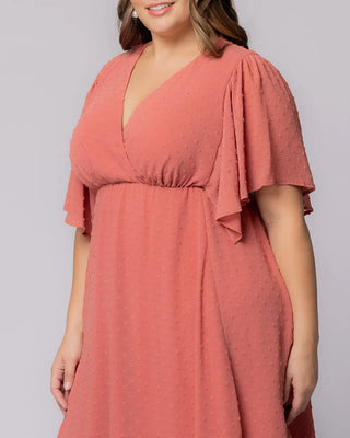 Florence Flutter Sleeve Dress in Peachy Keen