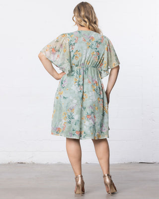 Florence Flutter Sleeve Dress in Sage Floral Print