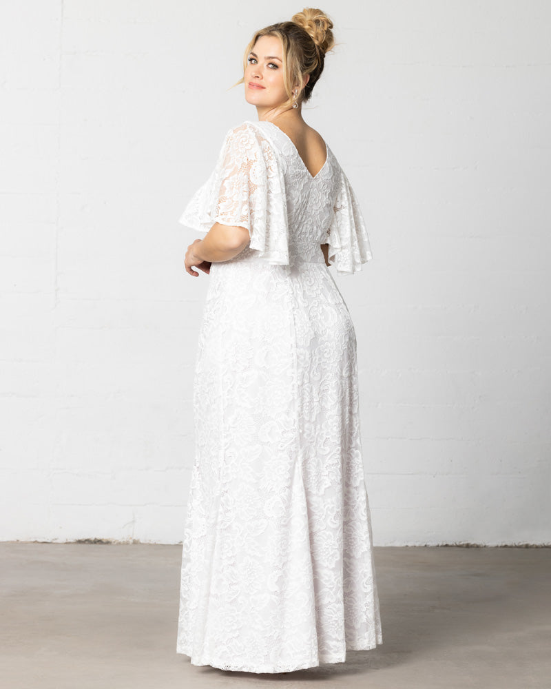 Eternatastic Women's Plus Size Floral Lace Midi Dress - Long Sleeve, Scoop Neck