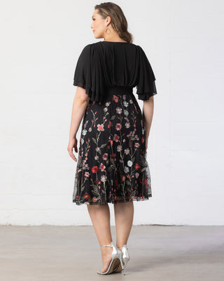 Lillian Embroidered Cocktail Dress in Bordeaux Blooms