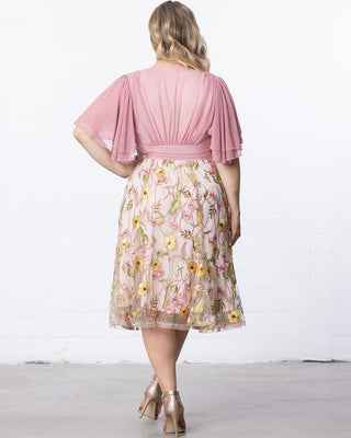Lillian Embroidered Cocktail Dress in Dawn Garden