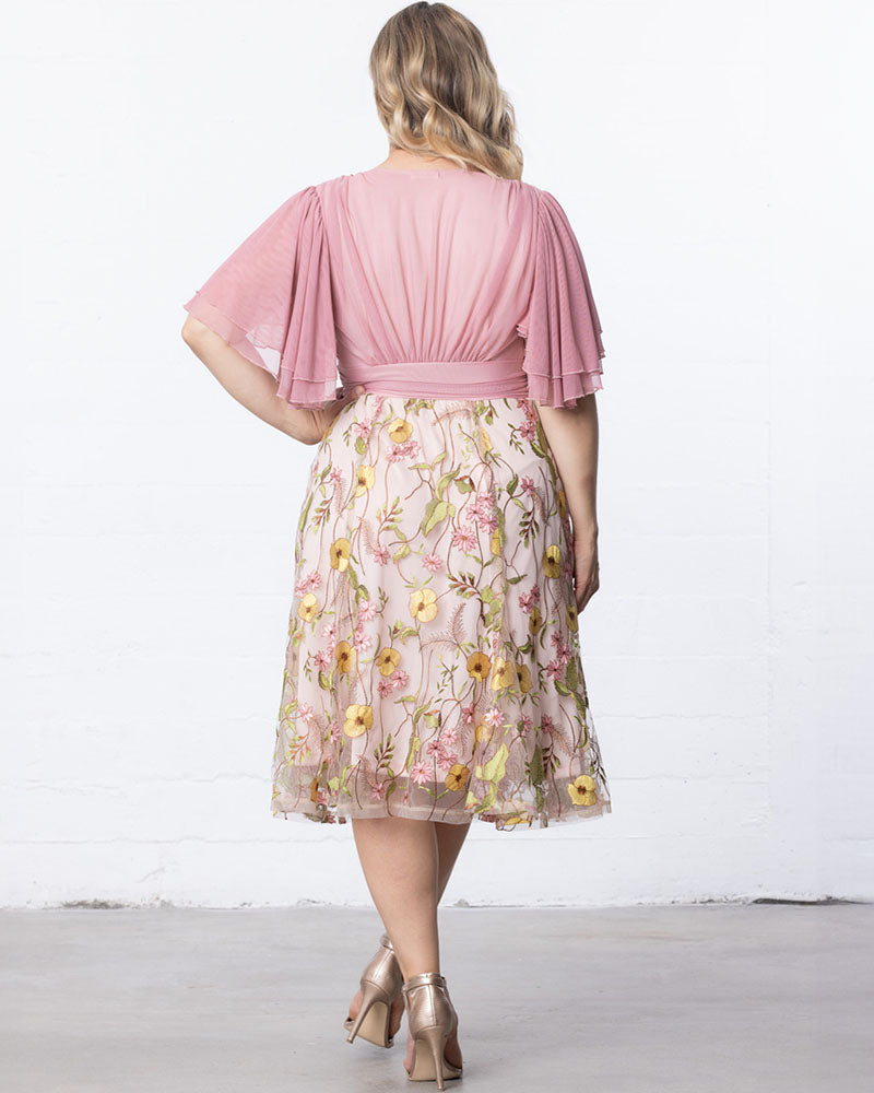 Lillian Embroidered Cocktail Dress - Plus Dawn Garden / 5X Lillian Embroidered Cocktail Dress - Plus Dawn Garden / 5X