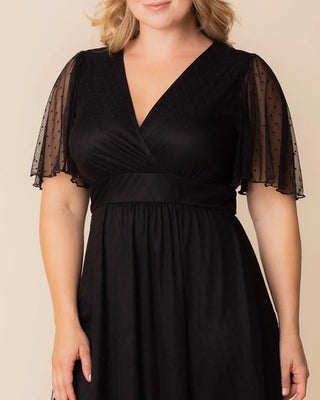 Margot Mesh Midi Cocktail Dress in Onyx