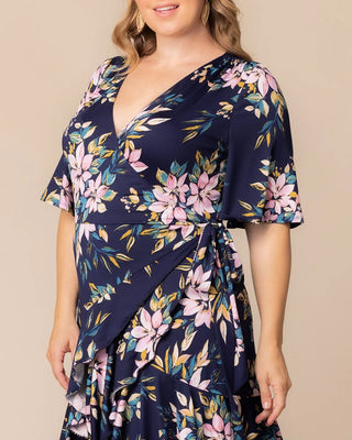 Miranda Wrap Dress in Navy Romantic Florals