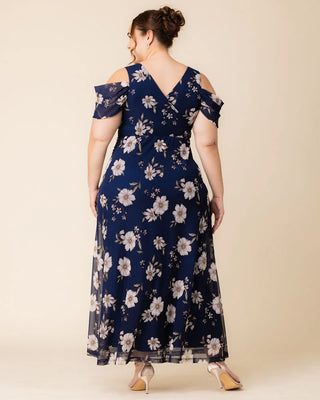 Seraphina Mesh Gown in Navy Blooms