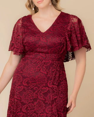 Camille Lace Cocktail Dress in Burgundy Wine