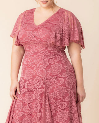 Camille Lace Cocktail Dress in Rose Pink