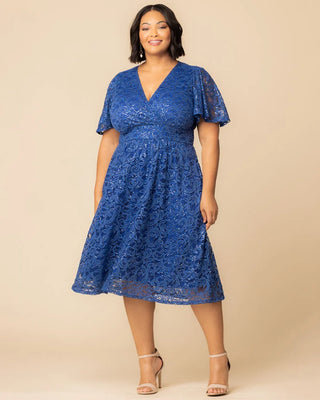Starry Sequined Lace Cocktail Dress in Sapphire