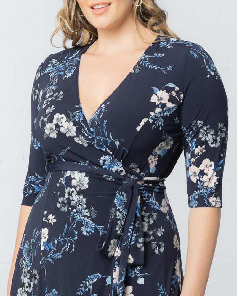Kiyonna Women's Plus Size Signature Print Wrap Dress, Blue, 3X Kiyonna Women's Plus Size Signature Print Wrap Dress, Blue, 3X