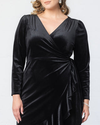 Viola Velvet Wrap Dress in Onyx