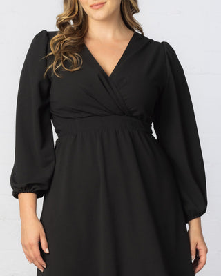 Portia Long Sleeve Dress in Black Noir