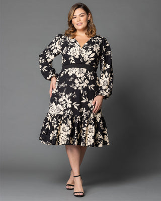 Portia Long Sleeve Dress in Vintage Ivory Florals