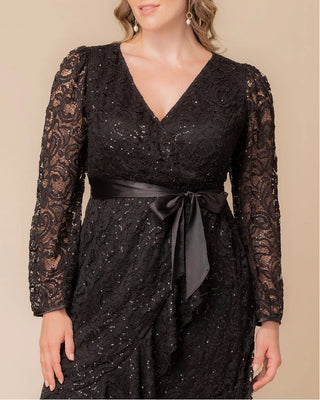 Cosmopolitan Sequin Lace Cocktail Dress in Onyx