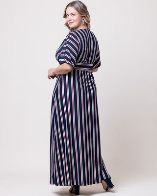 Vienna Maxi Dress in Nautical Navy Stripes