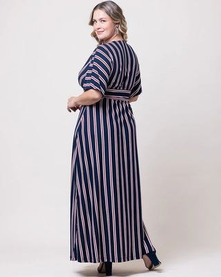 Vienna Maxi Dress in Nautical Navy Stripes