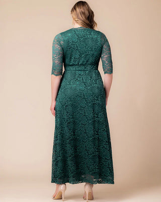 Maria Lace Evening Gown in Emerald Green