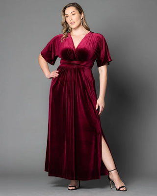 Verona Velvet Evening Gown in Pinot Noir