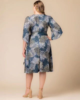 Gemini Wrap Dress in Blue Impressionist Print