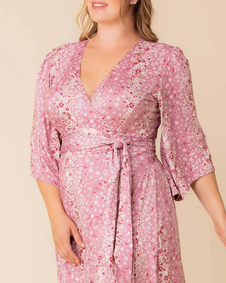 Gemini Wrap Dress in Pink Floral Falls