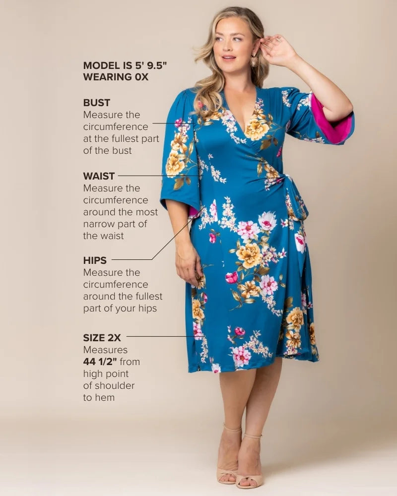 Plus Size Gemini Midi Wrap Dress with Sleeves Plus Size Gemini Midi Wrap Dress with Sleeves