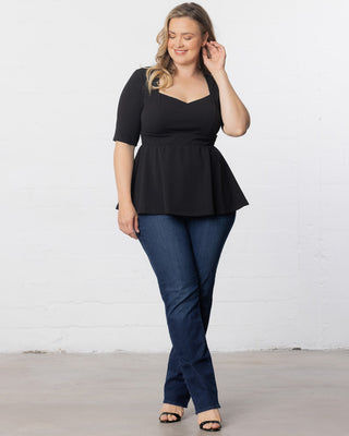 Posh Peplum Top in Black Noir