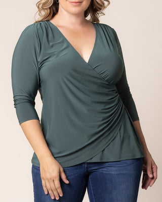 Femme Fatale Faux Wrap Top in Fern Green