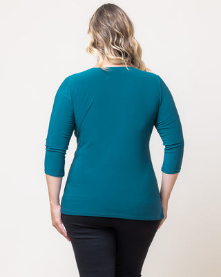 Femme Fatale Faux Wrap Top in Teal Topaz