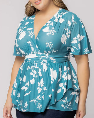 Encore Print Top in Aqua Blooms