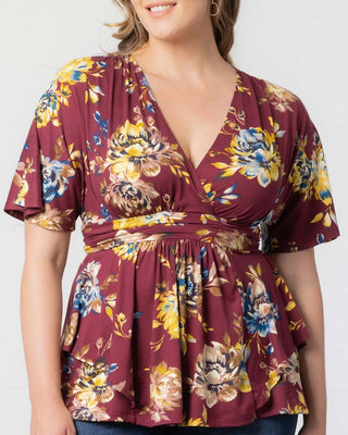 Encore Print Top  in Bordeaux Blooms