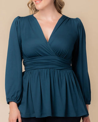 Leah Long Sleeve Tunic Top in Deep Teal