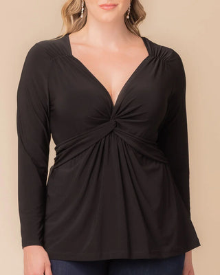 Abigail Long Sleeve Twist Top in Black