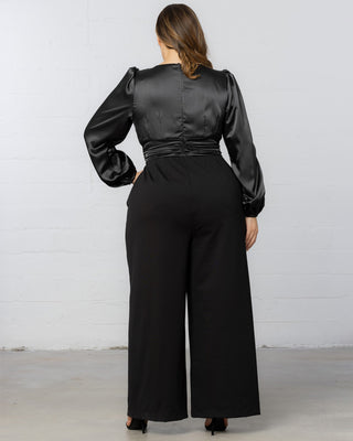 Refined Satin Jumpsuit in Onyx