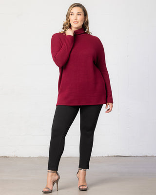 Paris Turtleneck Tunic Sweater in Burgundy