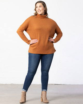 Paris Turtleneck Tunic Sweater  in Camel