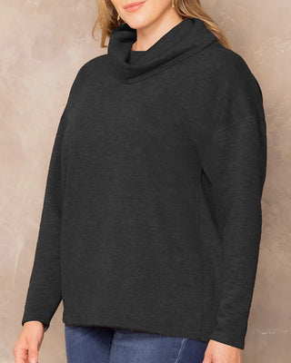Astrid Long Sleeve Turtleneck Sweater in Back Noir