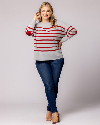Wear Your Heart on Your Sleeve Sweater in Red Hot Stripes