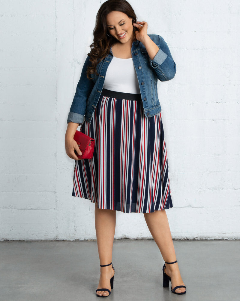 YOURS Curve Plus Size Black Stripe Asymmetric Skirt | Yours Clothing
