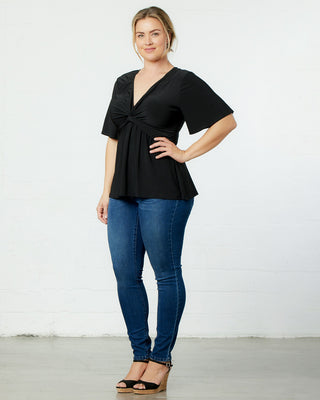 Abby Twist Front Top in Black