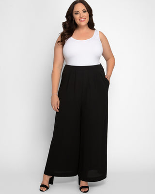 Coraline Crepe Palazzo Pants  in Black Noir