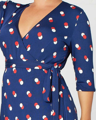 Essential Wrap Dress  in Navy Dot Duo