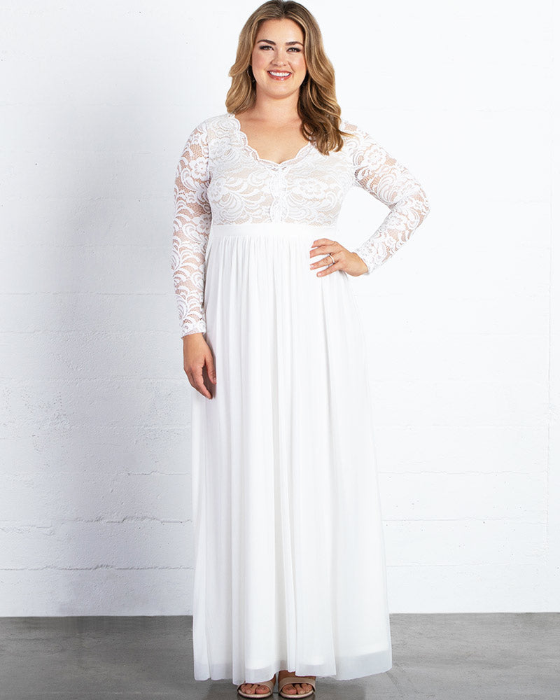 amour lace wedding dress by kiyonna A chapter from our bridal history. A beautiful reminder of why we love what we do: celebrating real love, real joy, and real Kiyonna brides. We're still swooning over Andrea's style