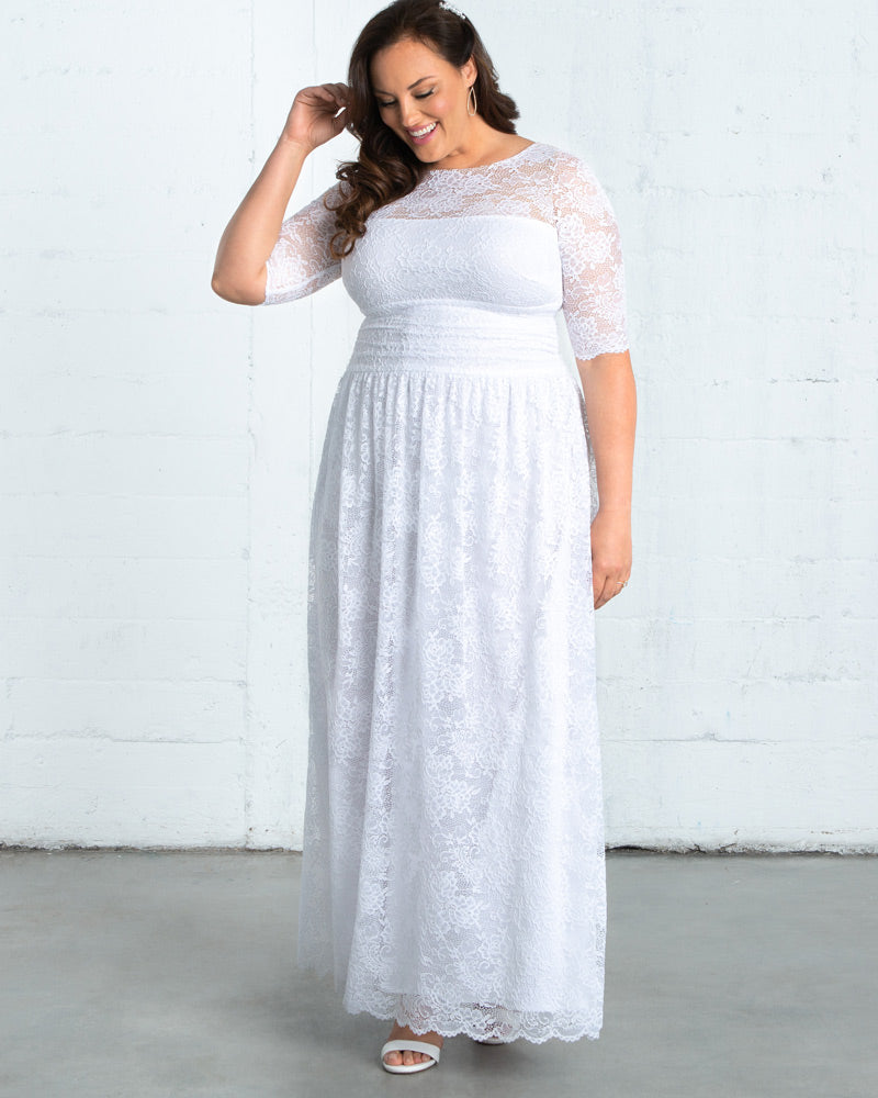 Kiyonna Womens Plus Size Lace Illusion Gown - Ivory Kiyonna Womens Plus Size Lace Illusion Gown - Ivory
