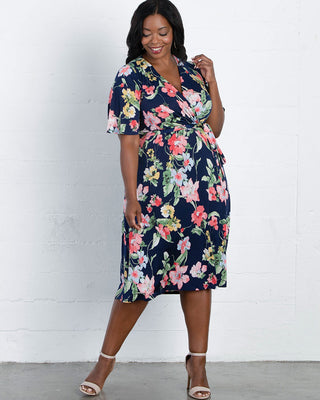 Melody Faux Wrap Dress  in Watercolor Blooms