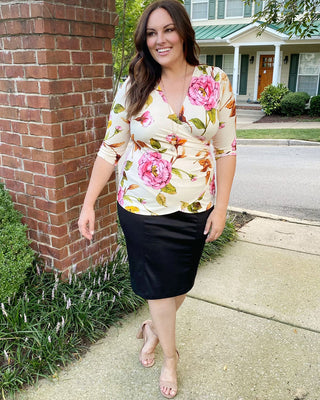 Priscilla Knit Pencil Skirt  in Black