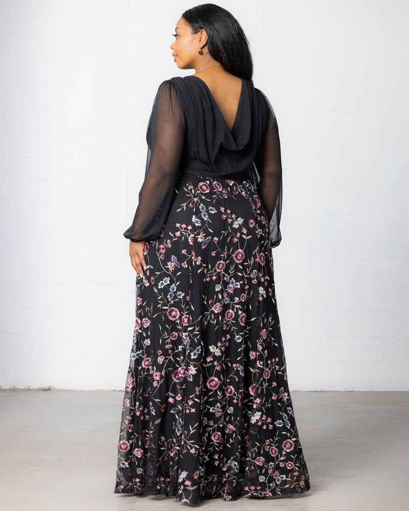 Kiyonna Plus Size Isabella Embroidered Mesh Formal Gown - Moonlit Garden Kiyonna Plus Size Isabella Embroidered Mesh Formal Gown - Moonlit Garden