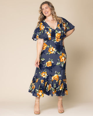 Madrid Maxi Maxi Dress in Amber Blossom Print