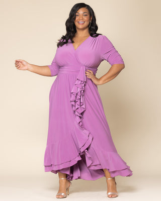 Veronica Ruffled Evening Gown in Lilac