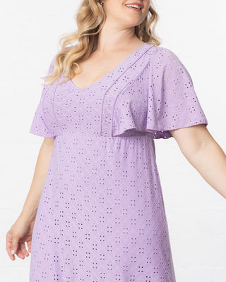 Lucy Eyelet Maxi Dress in Lilac