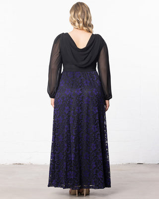 Mon Tresor Lace Evening Gown in Violet Noir Lace