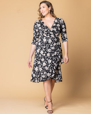 Flirty Flounce Wrap Dress  in Midnight Petals